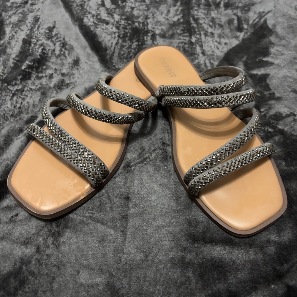 Torrid- Elegant Gray Strappy Sandals with gems